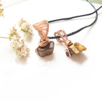 Load image into Gallery viewer, Viking Collection - Raw Tigers Eye Nugget in Copper - close up side view of 2 pendants, sold separately - BellaChel Jeweler
