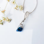 Load image into Gallery viewer, Laguna Collection - Venus Style Lapis Lazuli Sterling Silver Necklace close-up view - BellaChel Jeweler
