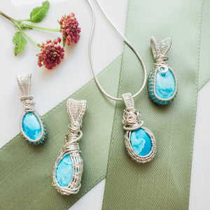 Laguna Collection - Blue Turquoise Sterling Silver Necklaces - front view - sold separately - BellaChel Jeweler