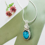 Load image into Gallery viewer, Laguna Collection - Authentic Turquoise Necklace in Sterling Silver - Hathor Style close up back side view - BellaChel Jeweler

