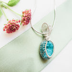 Load image into Gallery viewer, Laguna Collection - Authentic Turquoise Necklace in Sterling Silver - Ma&#39;at Style close up back view - BellaChel Jeweler
