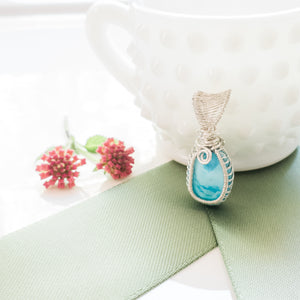 Laguna Collection - Authentic Turquoise Necklace in Sterling Silver - Ma'at Style close up front view - BellaChel Jeweler