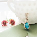 Cargar imagen en el visor de la galería, Laguna Collection - Authentic Turquoise Necklace in Sterling Silver - Bastet Style close up front view - BellaChel Jeweler
