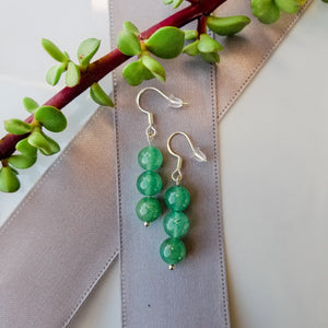 Green Aventurine Sterling Silver Earrings - BellaChel Jeweler