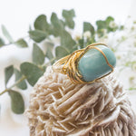 Charger l&#39;image dans la galerie, Chunky Angelite Ring in Gold/BellaChel Jeweler
