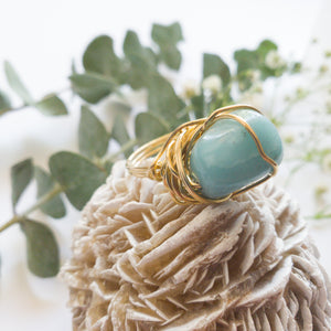 Chunky Angelite Ring in Gold/BellaChel Jeweler