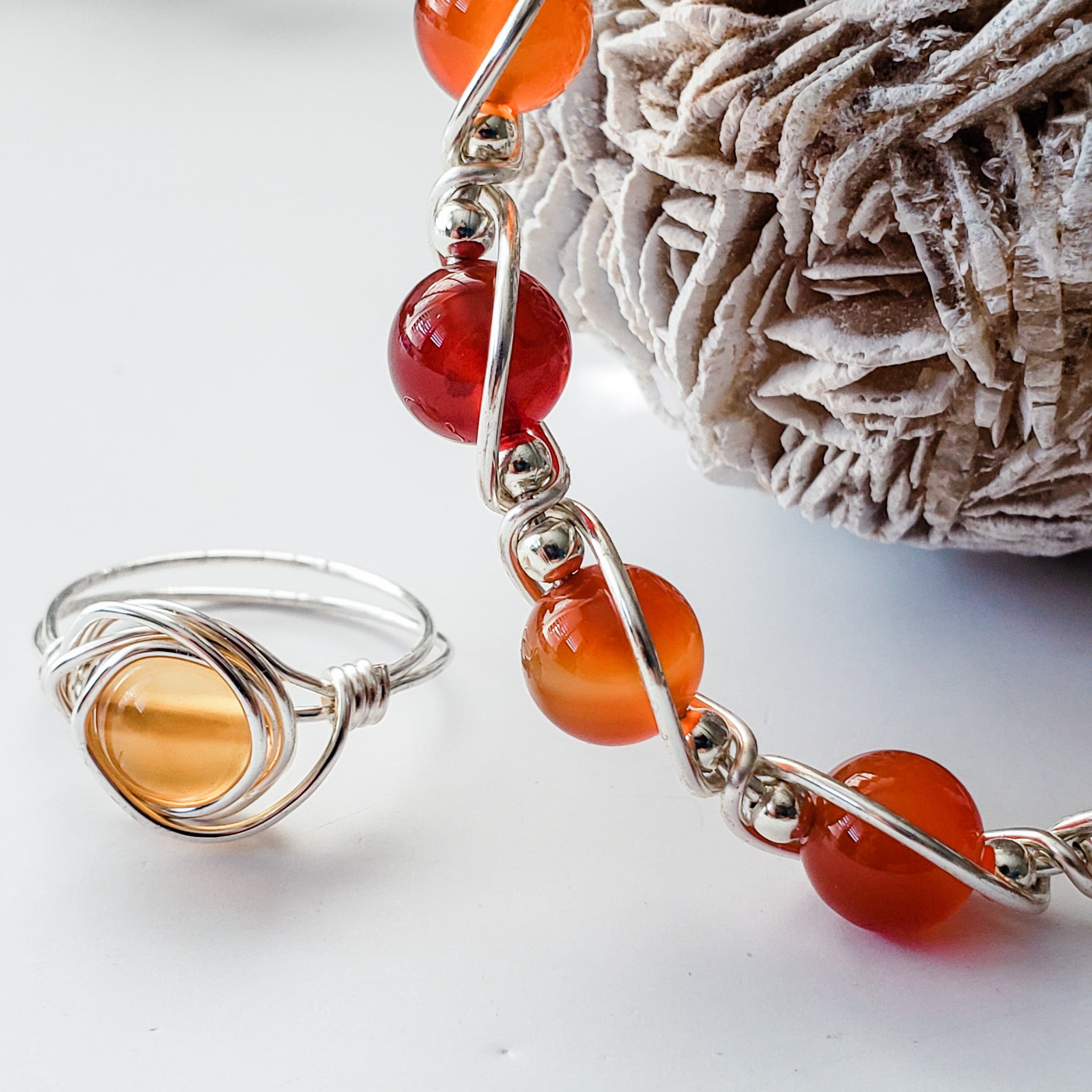 Carnelian Wire Wrapped Bracelet