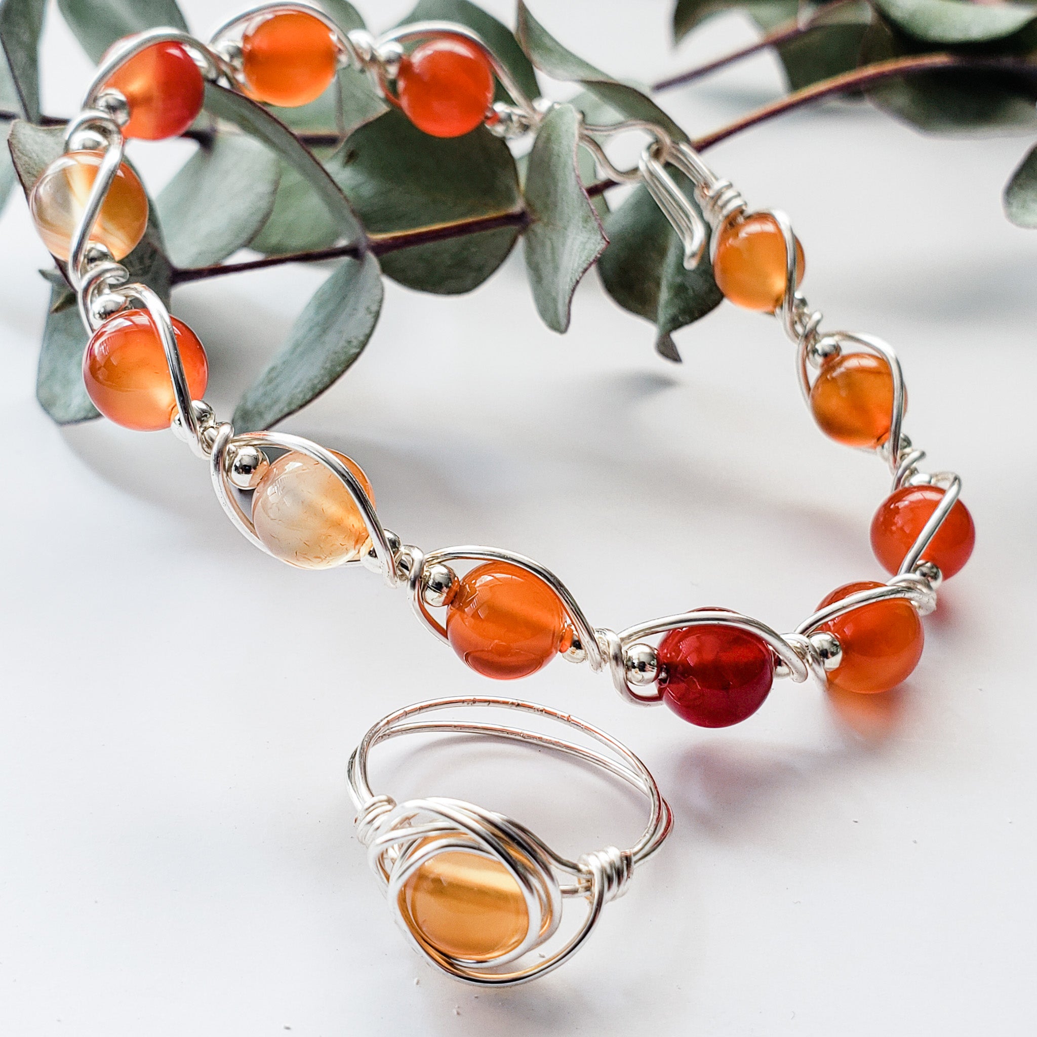 Carnelian Wire Wrapped Bracelet