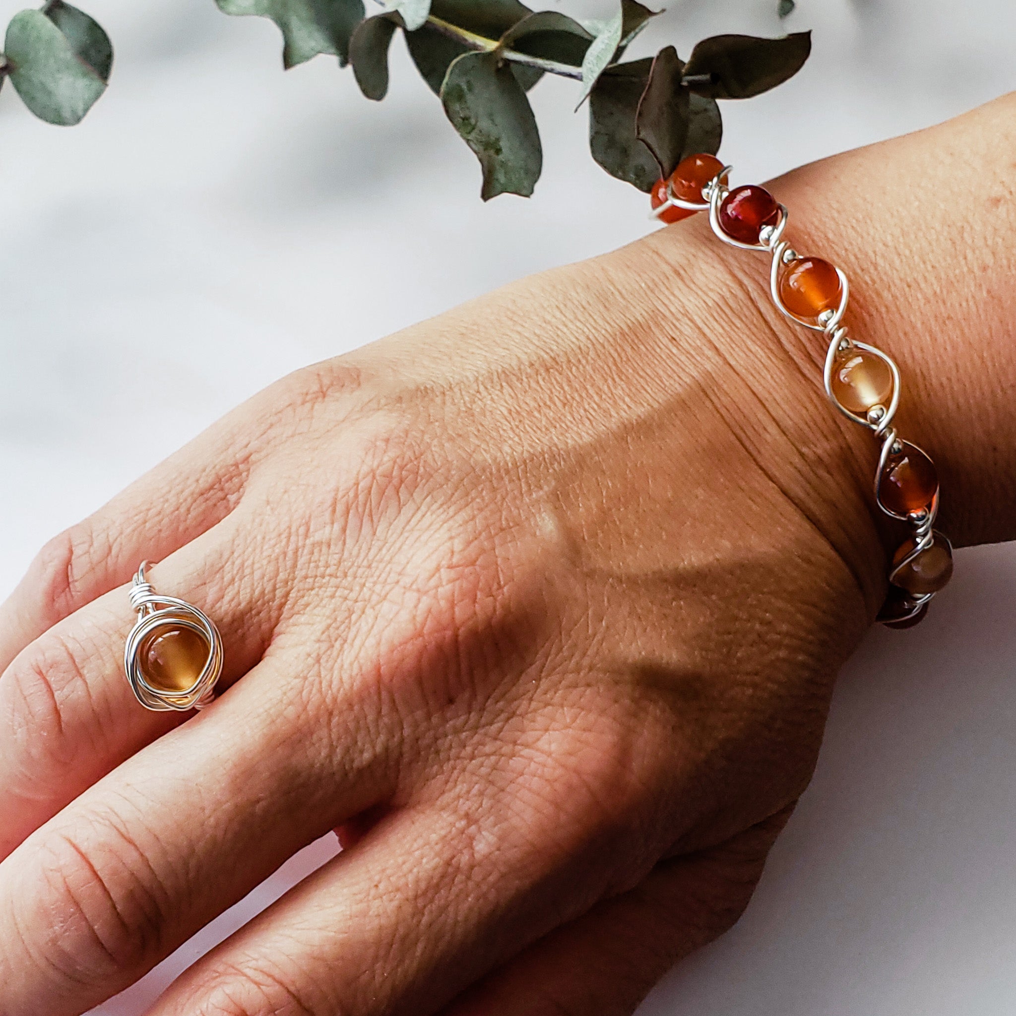 Carnelian Wire Wrapped Bracelet