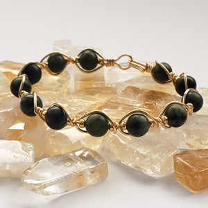 Dark Jade Wire Wrapped Bracelet