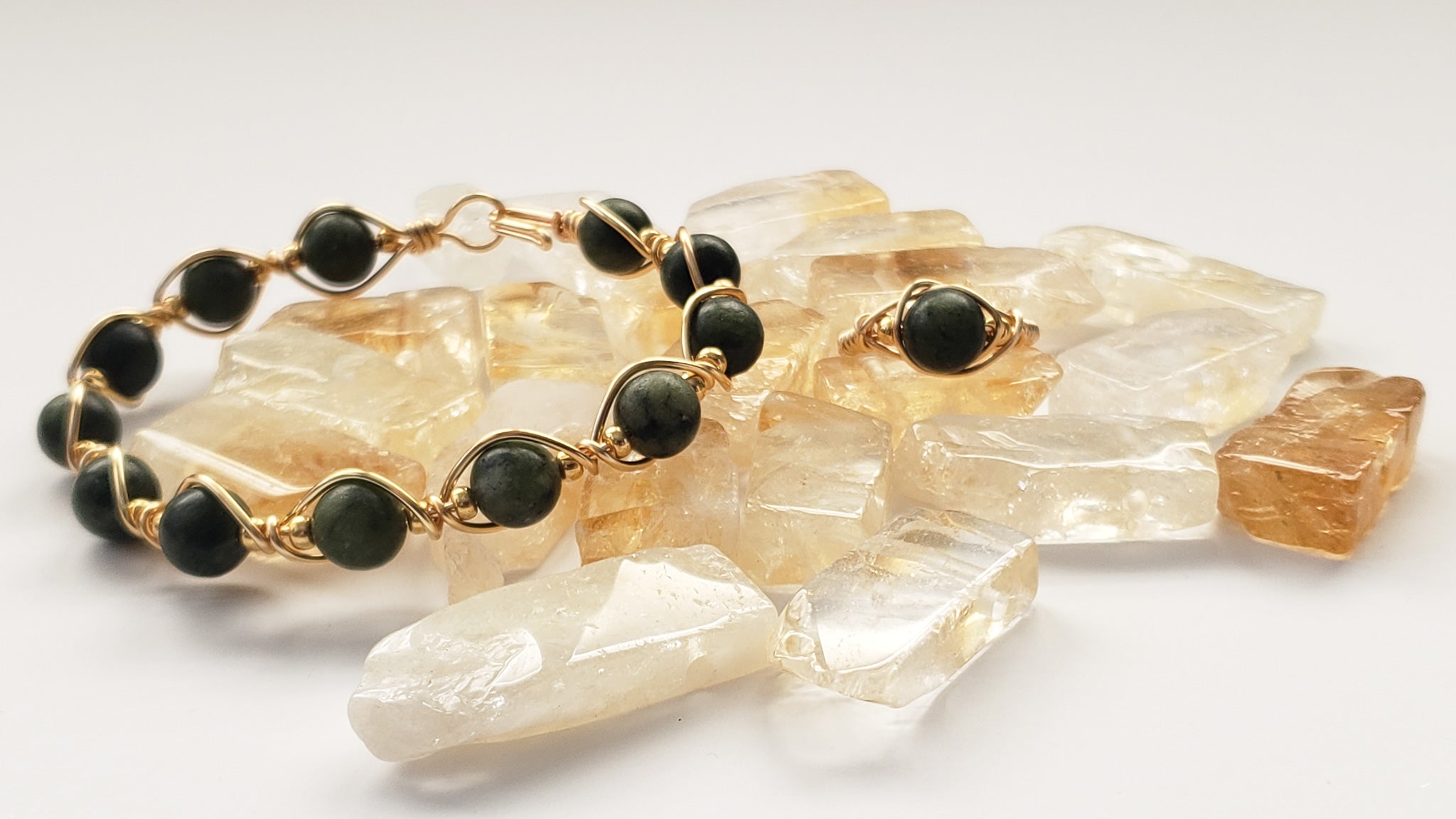 Dark Jade Wire Wrapped Bracelet