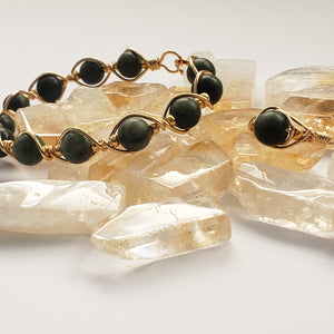 Dark Jade Wire Wrapped Bracelet