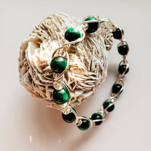 Natural Green Tiger Eye Wire Wrapped Bracelet/BellaChel Jeweler
