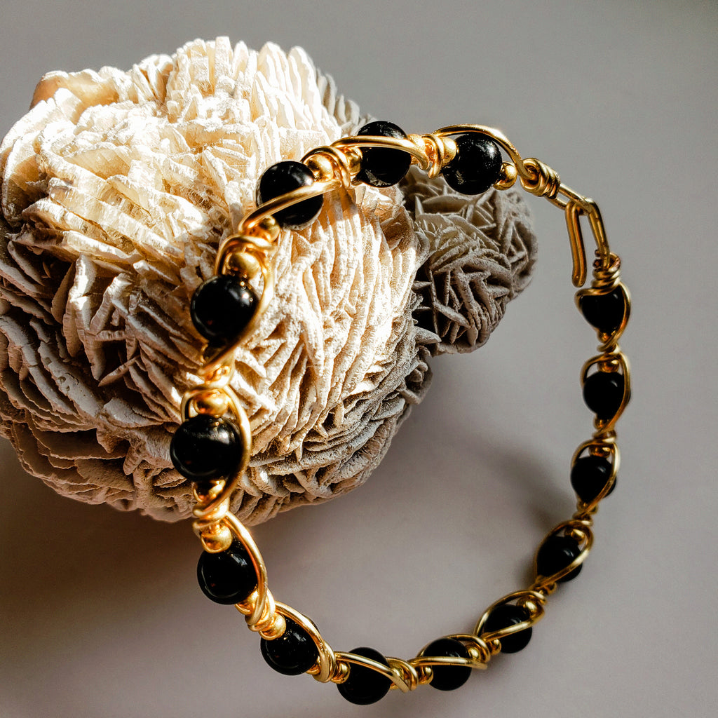 Stunning Black Obsidian Wire Wrapped Bracelet/BellaChel Jeweler