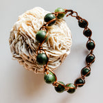 Load image into Gallery viewer, Dark Green Jade in Antique Copper Wire Wrapped Bracelet
