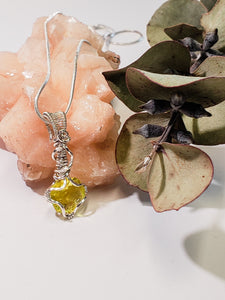 Yellow Kunzite Sterling Silver Necklace. 4.75 Cts Cushion Cut Certified Gemstone~BellaChel Jewelry