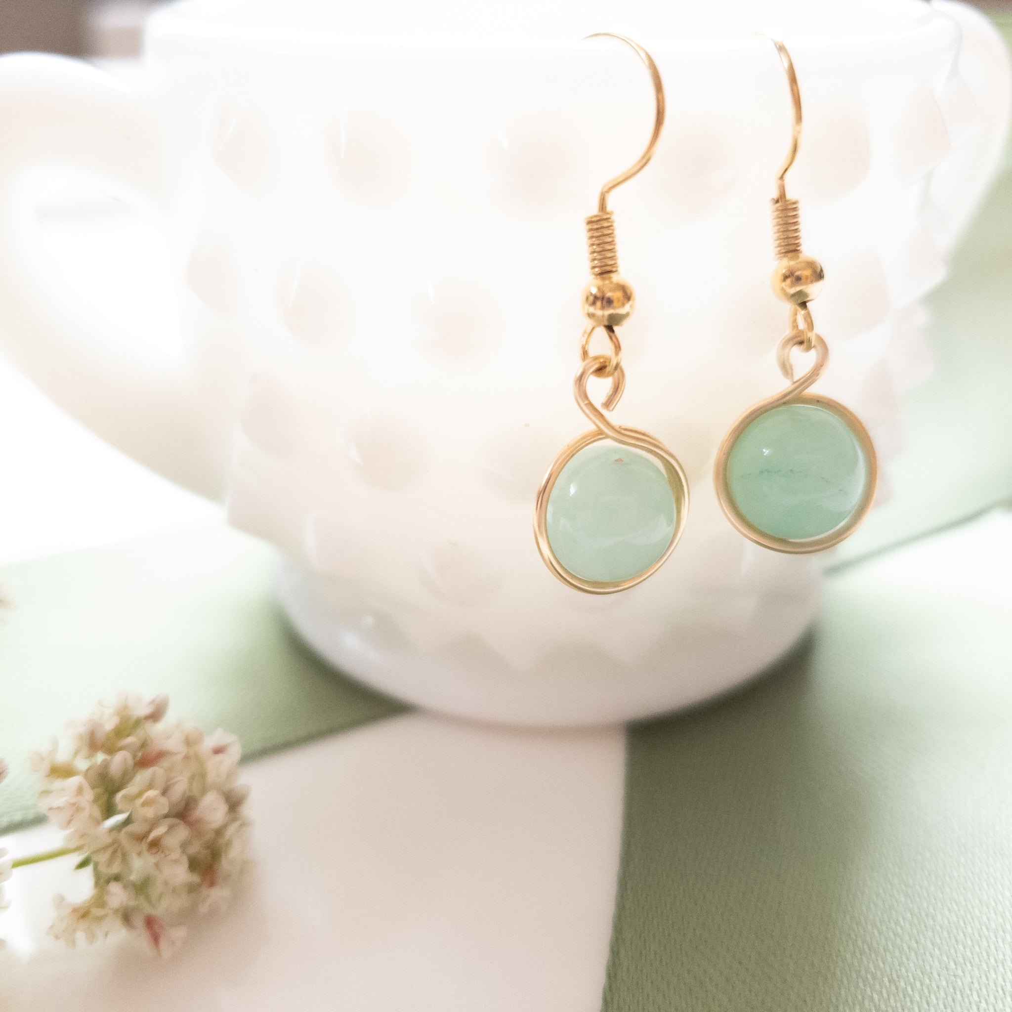 Laguna Collection - Amazonite Earrings - front view - BellaChel Jeweler