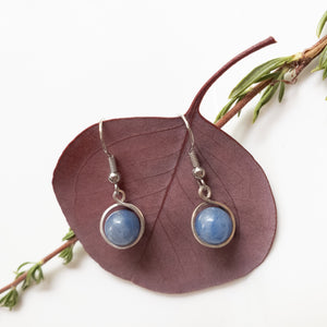 Blue Angelite Earrings - close-up view - BellaChel Jeweler