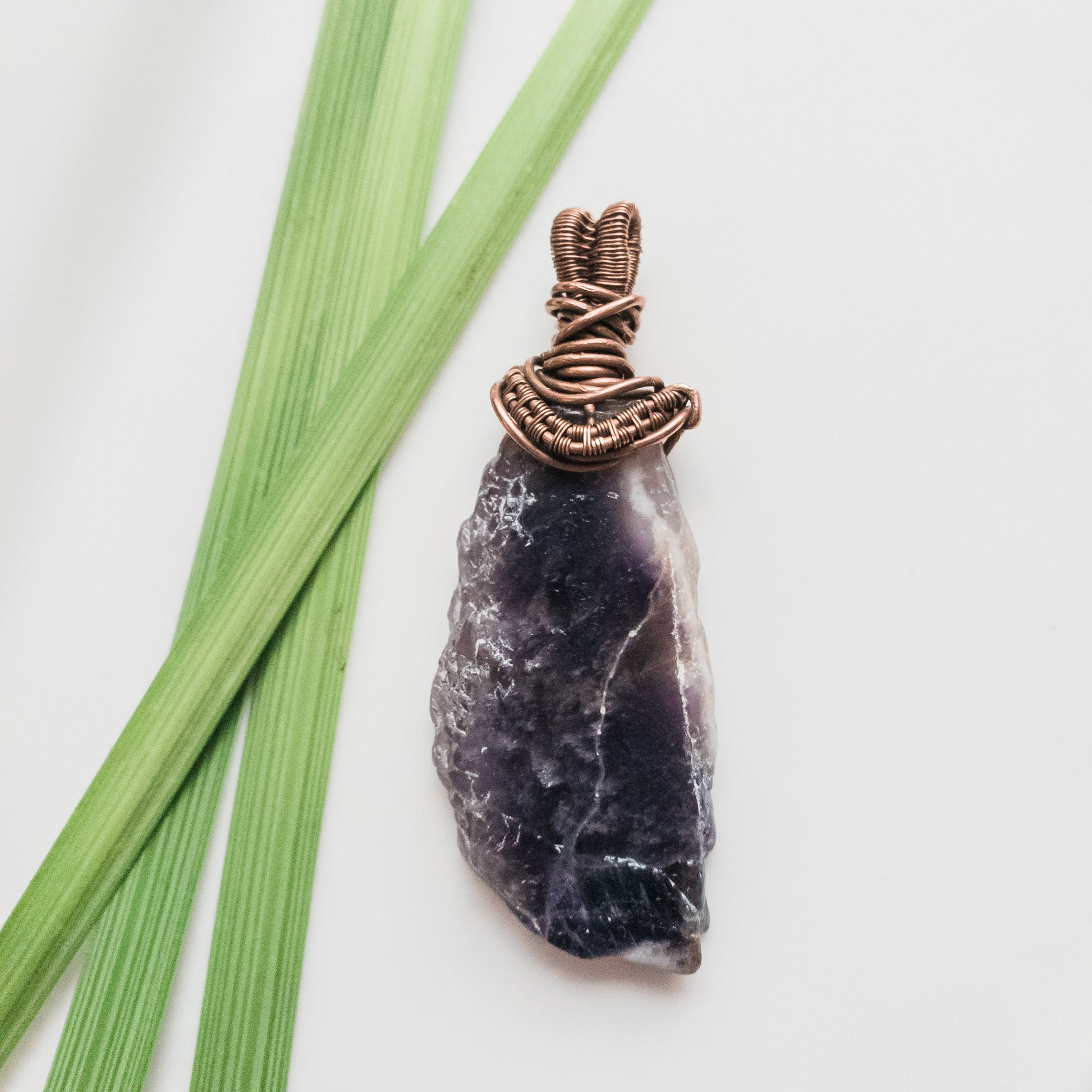 Viking Collection - Men's Amethyst necklace in copper, front view - BellaChel Jeweler