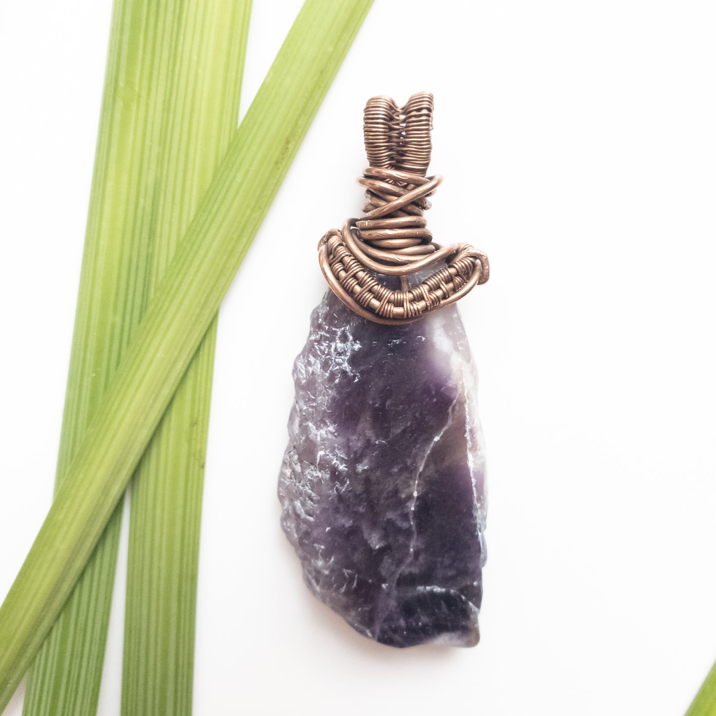 Viking Collection - Men's Amethyst necklace in copper, close-up view - BellaChel Jeweler