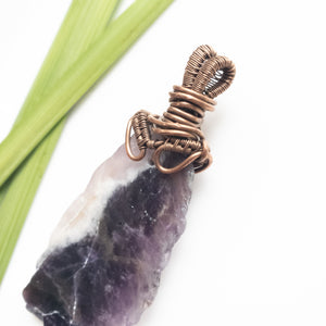 Viking Collection - Men's Amethyst necklace in copper, close-up view - BellaChel Jeweler