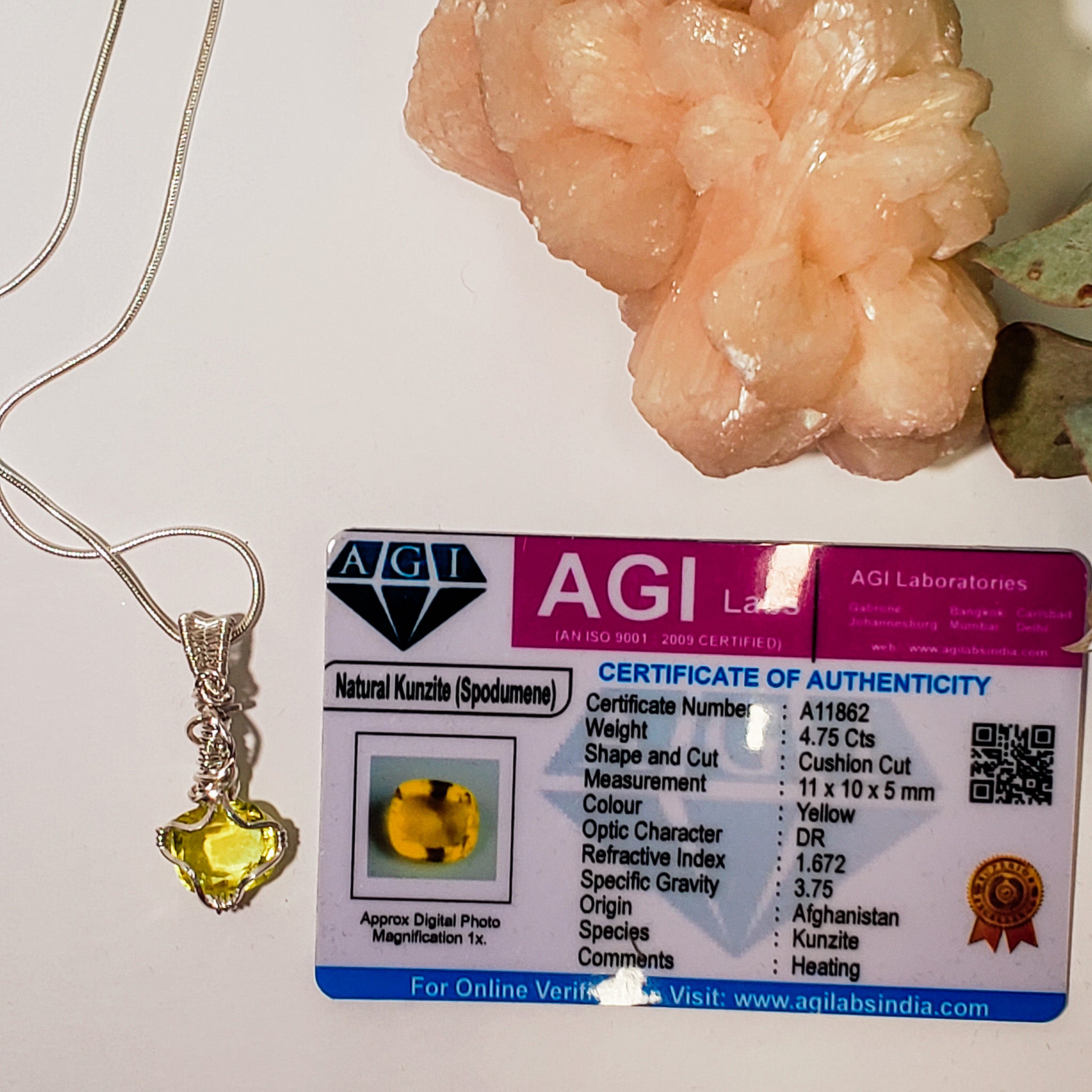 Yellow Kunzite Sterling Silver Necklace