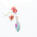 Load image into Gallery viewer, Rio Collection - Rio Collection - Beautiful Fuchsia and Teal Geode Pendant in Sterling Silver  close-up view - BellaChel Jeweler
