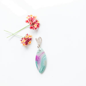 Rio Collection - Rio Collection - Beautiful Fuchsia and Teal Geode Pendant in Sterling Silver  close-up view - BellaChel Jeweler