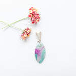 Load image into Gallery viewer, Rio Collection - Rio Collection - Beautiful Fuchsia and Teal Geode Pendant in Sterling Silver close-up view - BellaChel Jeweler
