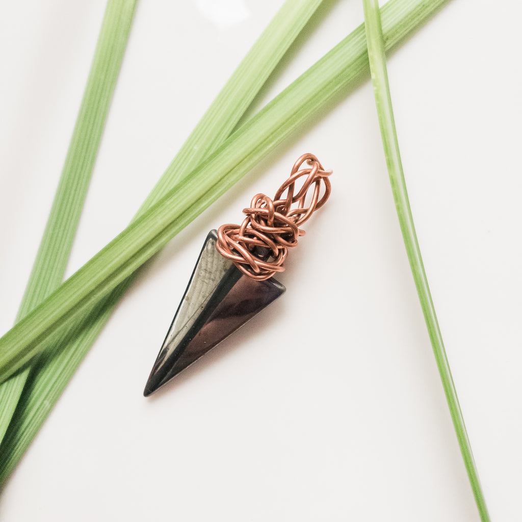 Viking Collection - Men's Hematite Arrowhead in Antique Copper - front view - BellaChel Jeweler