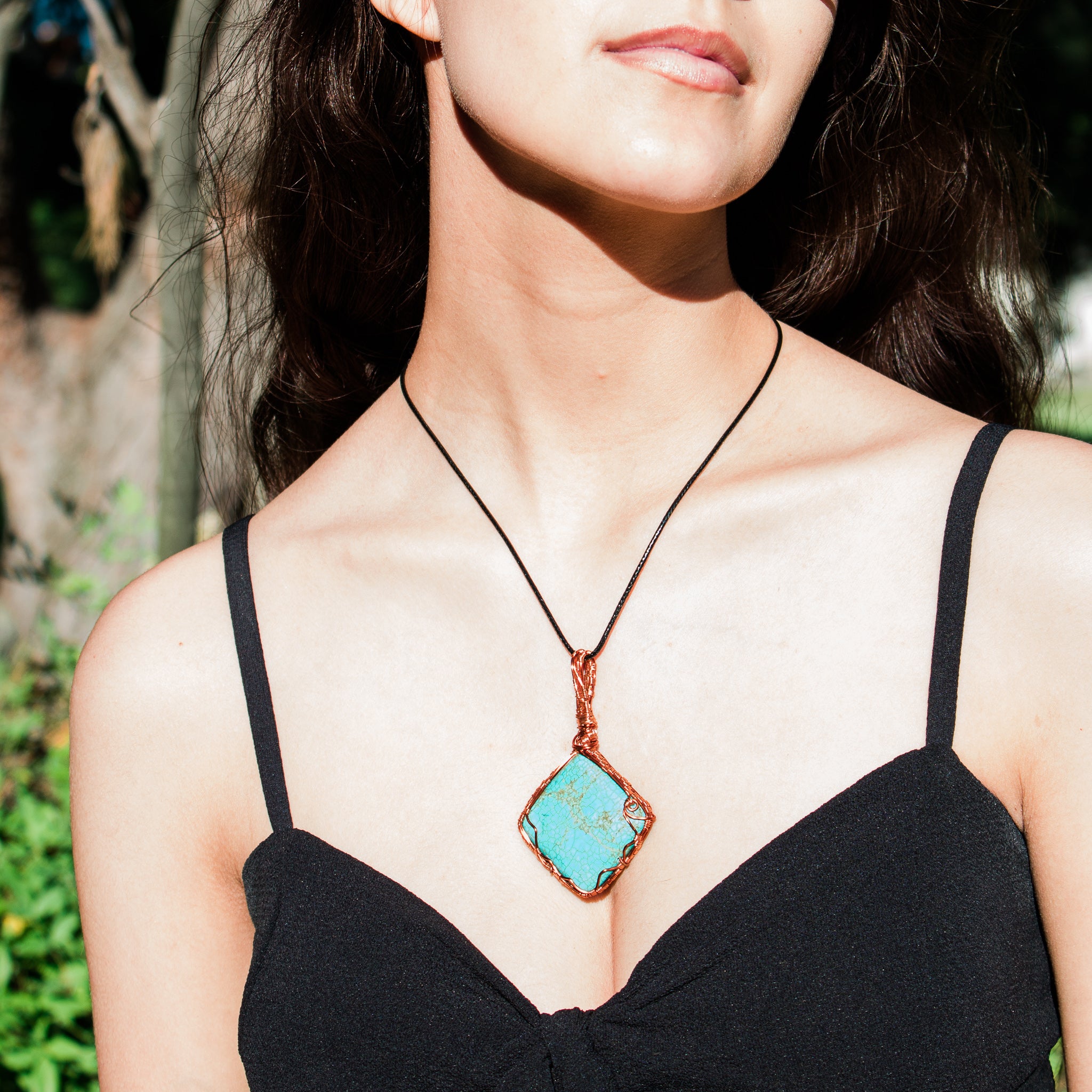Big Turquoise Pendant Necklace - BellaChel Jeweler