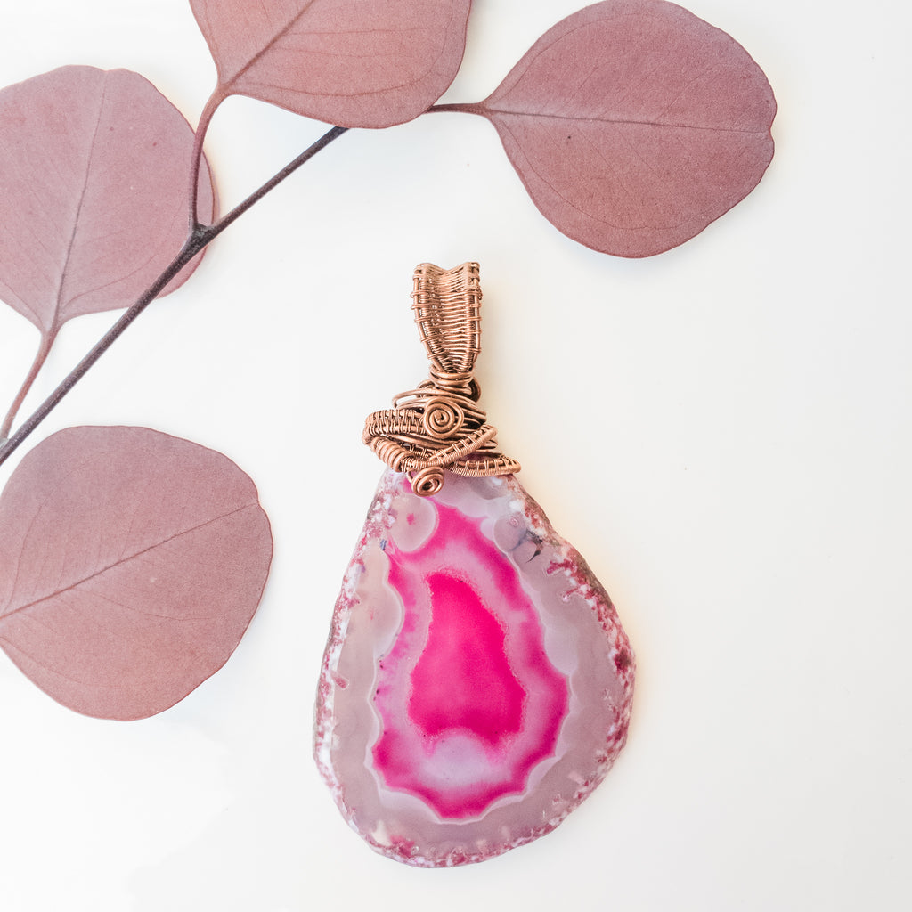 Beautiful Pink Geode Pendant | Crystal Jewelry | BellaChel Jeweler