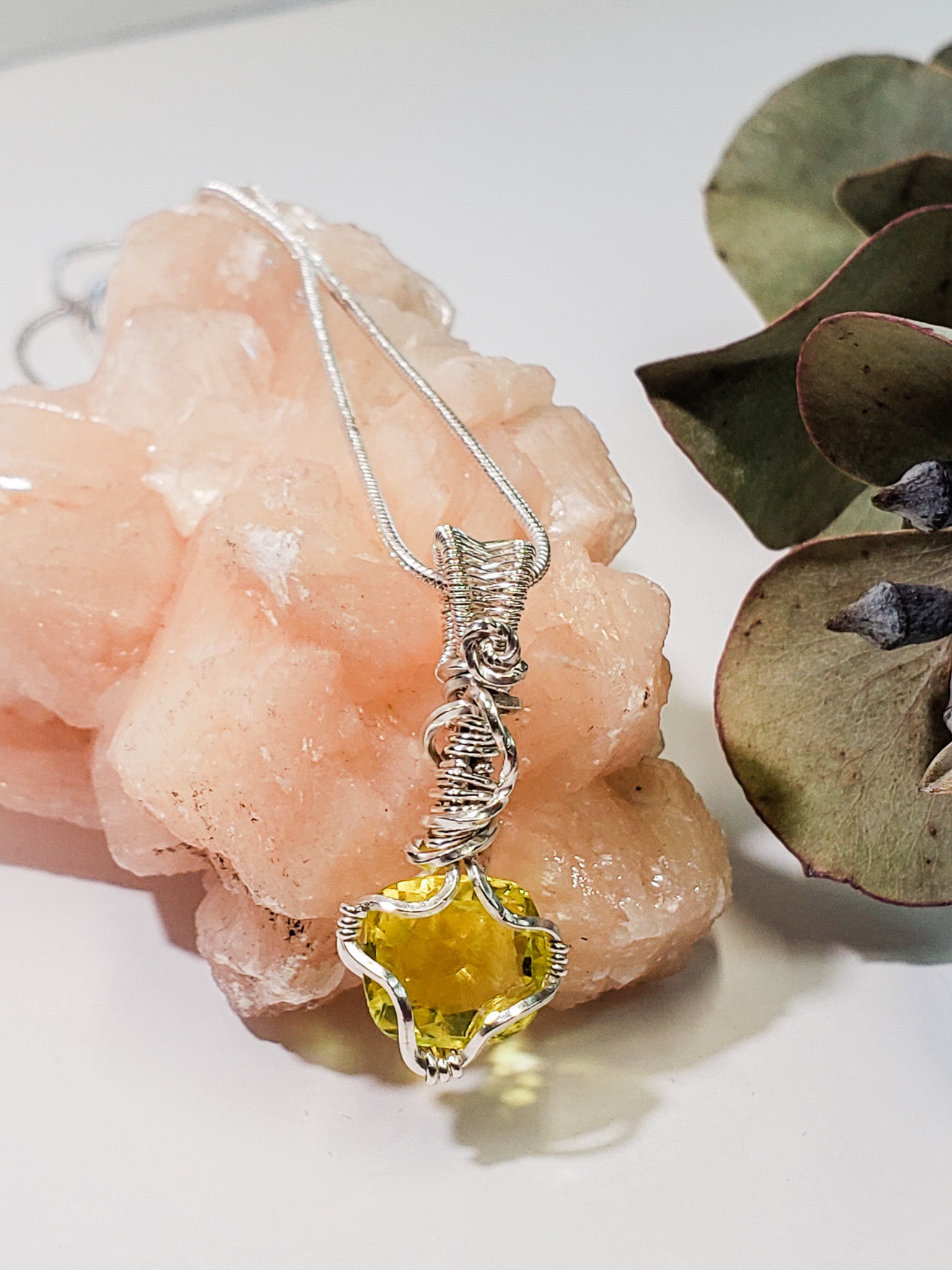 Yellow Kunzite Sterling Silver Necklace