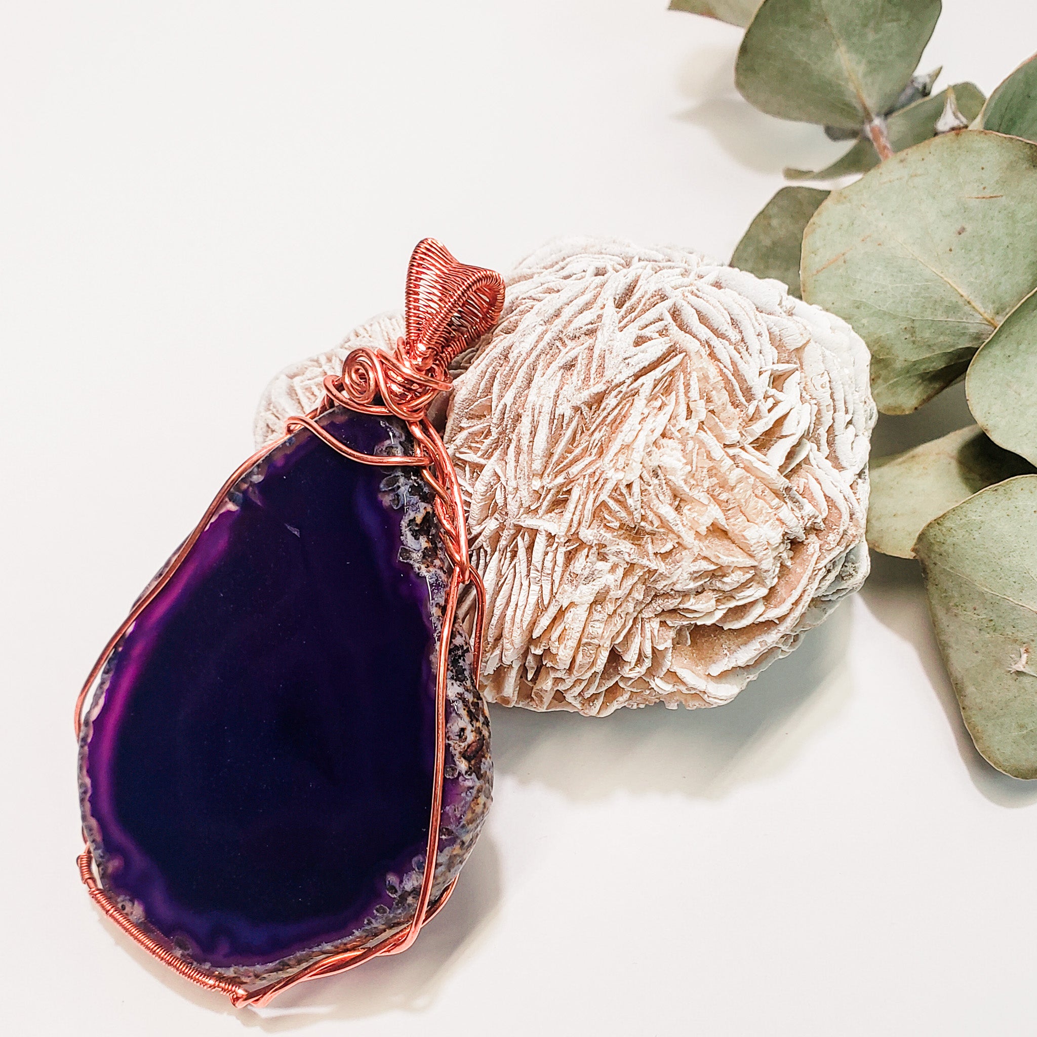 Purple Geode Pendant Necklace in Copper ~ BellaChel Jewelry