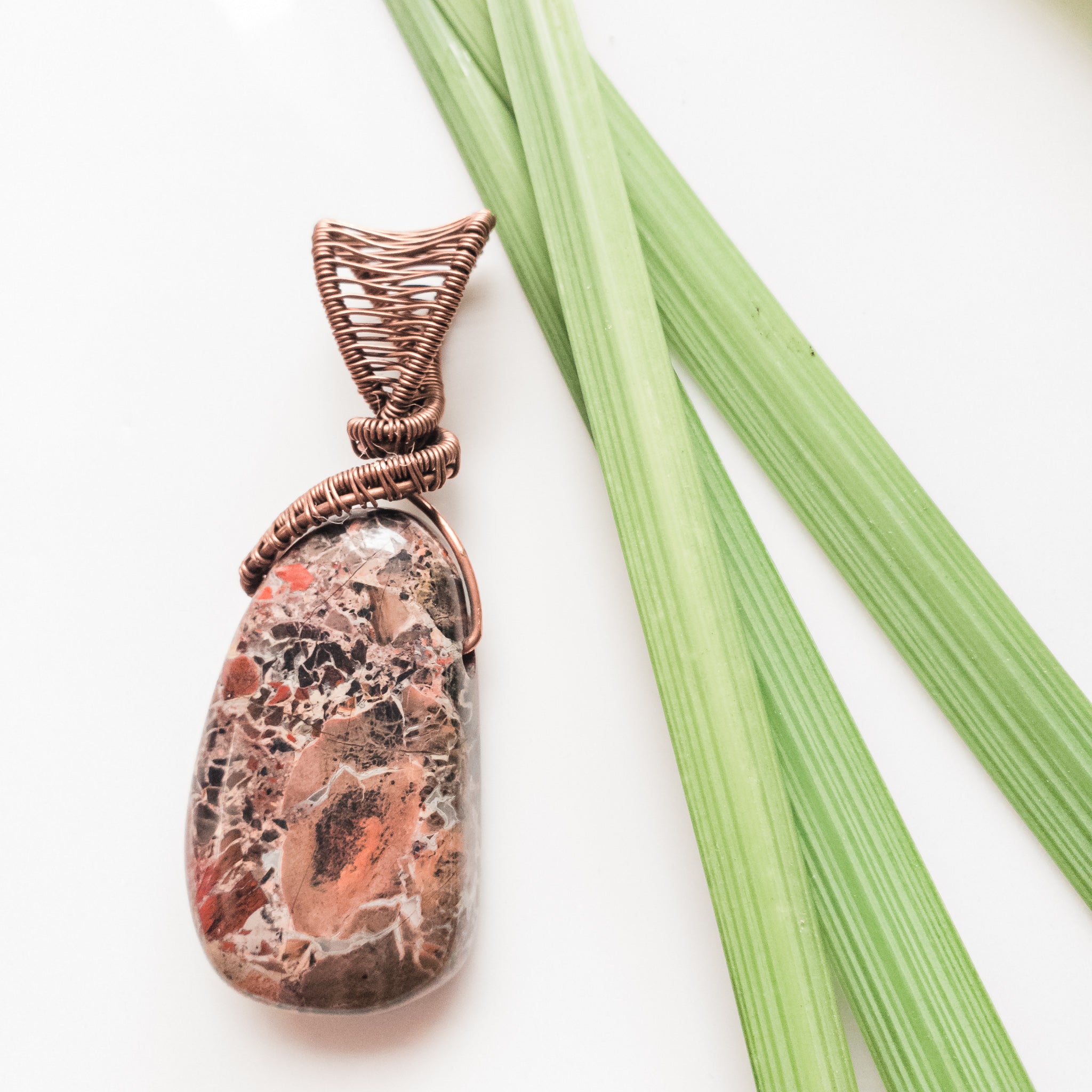 Viking Collection - Brown Viking Collection - Sediment Jasper Pendant in Antique Copper-front view- BellaChel Jeweler
