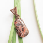 Cargar imagen en el visor de la galería, Viking Collection - Sediment Jasper Pendant in Antique Copper-front view- BellaChel Jeweler

