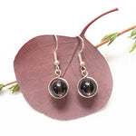 Load image into Gallery viewer, Signature Collection - Smoky Quartz Earrings wrapped in Sterling Silver - Close-up View - BellaChel Jeweler

