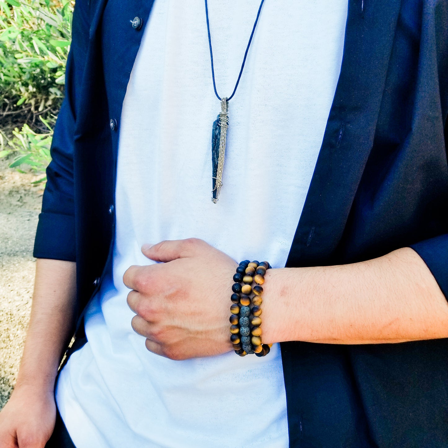 Large Black Kyanite Pendant