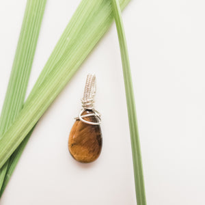 Real Tiger Eye Teardrop Pendant designed in Sterling Silver. One-of-a-Kind - Back side view - BellaChel Jeweler