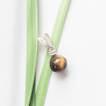 Load image into Gallery viewer, Real Tiger Eye Pendant in Silver - back view - BellaChel Jeweler
