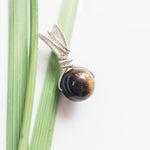 Load image into Gallery viewer, Viking Collection - Tiger Eye Pendent Ball in Sterling Silver - Close up view - BellaChel Jeweler
