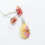 Load image into Gallery viewer, Rio Collection - Vibrant Yellow &amp; Pink Geode Agate Pendant - Top view - BellaChel Jeweler
